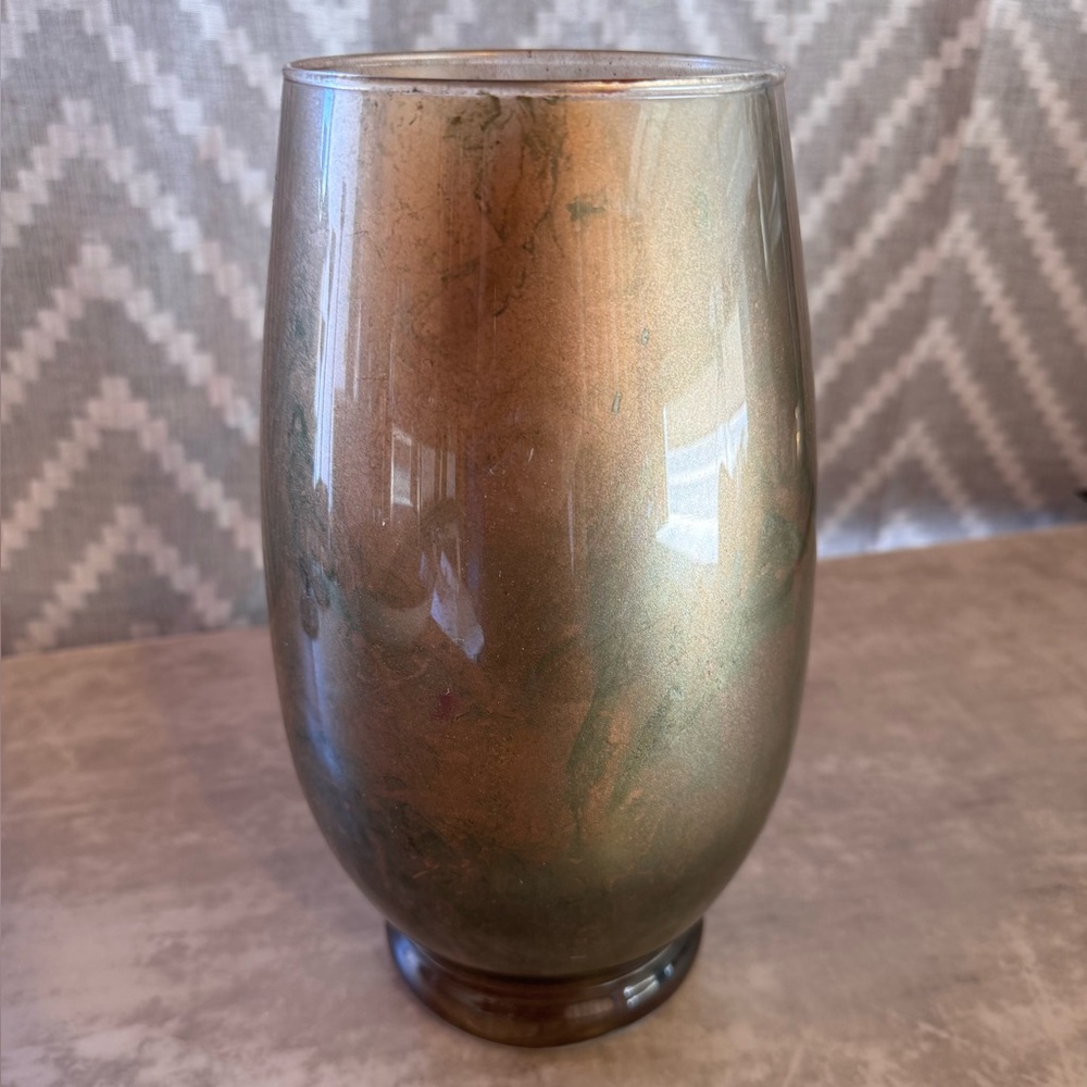 Gold and Green Ombré Metallic Decorative Glass Vase - Home Accents